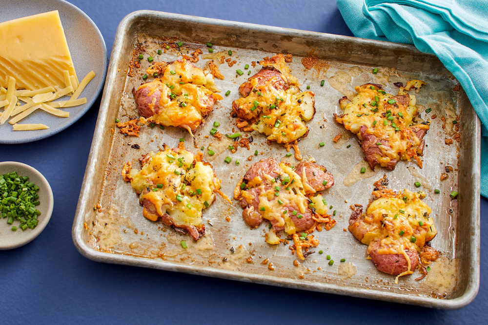 Crispy Smashed Potatoes with Hing